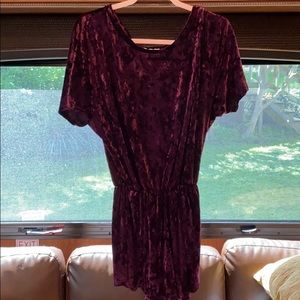 Purple Velvet Shortsleeve Romper